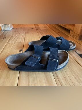 Birkenstock Black Suede Two-Strap Sandals